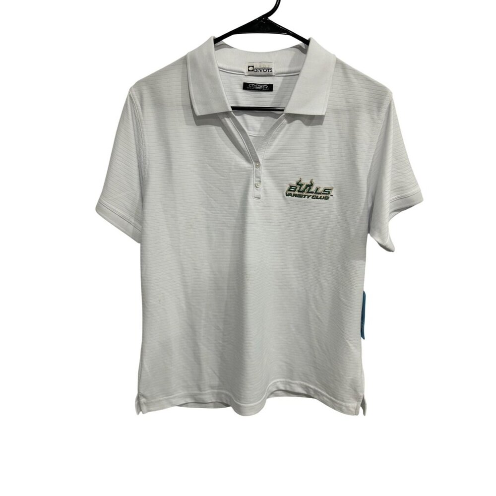 Lady Divots Polo Shirt Sz Large Bulls Varsity Club DriWay Moisture System NWT